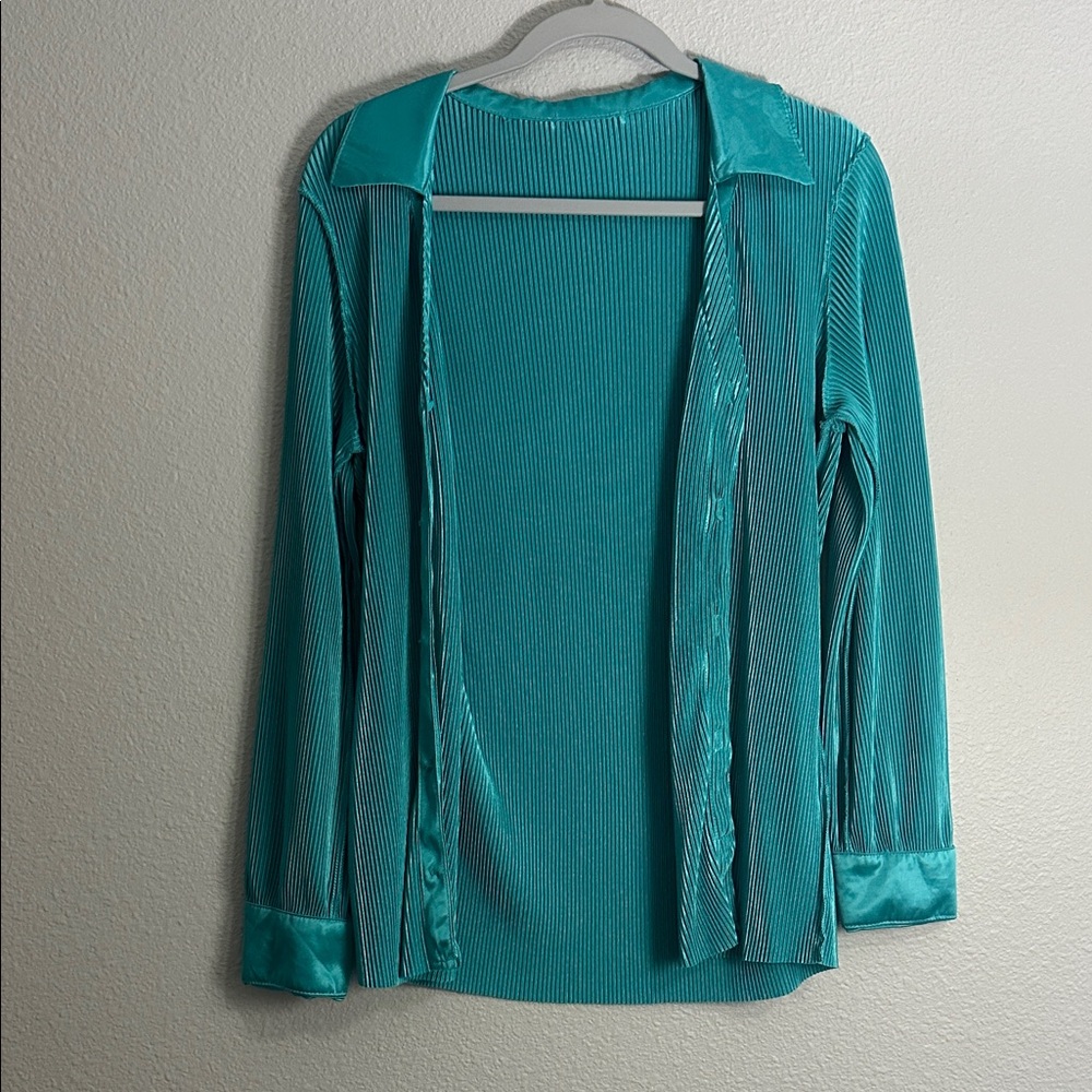 Teal Long Sleeve Open button up